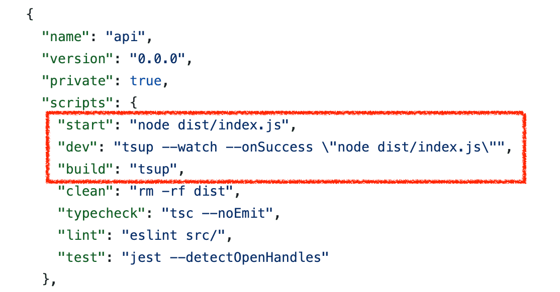 Turborepo의 Example에 있었던 어떤 간단한 서버의 package.json 파일입니다.